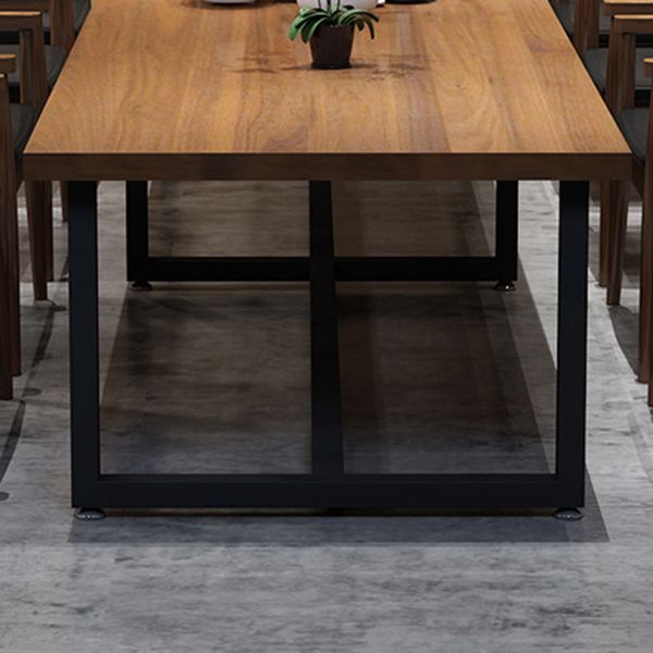 Metal Industrial Rectangle Table Pine Wood Top Indoor Table with Trestle Clearhalo 'Dining Tables & Seating' 'Dining Tables' 'dining_table' 'furn' 'furn_dining_table' 'Furniture' 'furniture_dining_table' 'Kitchen & Dining Furniture' 'kitchen' 'kitchen_dining_table' 1200x1200_42ce13e7-e50d-4b8e-ab60-54ef4b346e2a