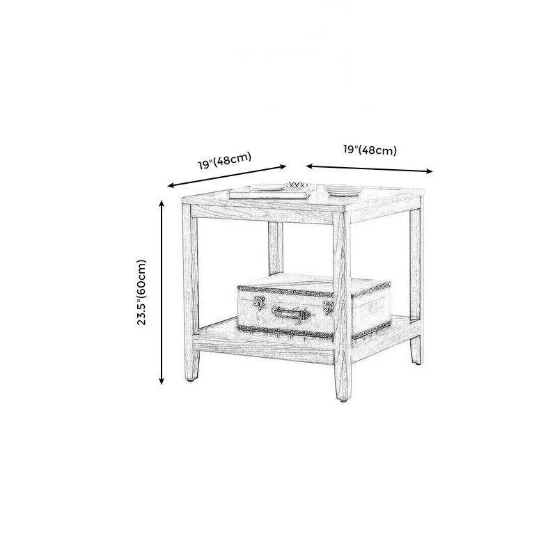 Table de l'extrémité en bois tradiculal Table d'appoint canapé à double niveau pour le salon
