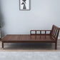 Chaise longue rembourrée en lin de salon traditionnel avec base en bois