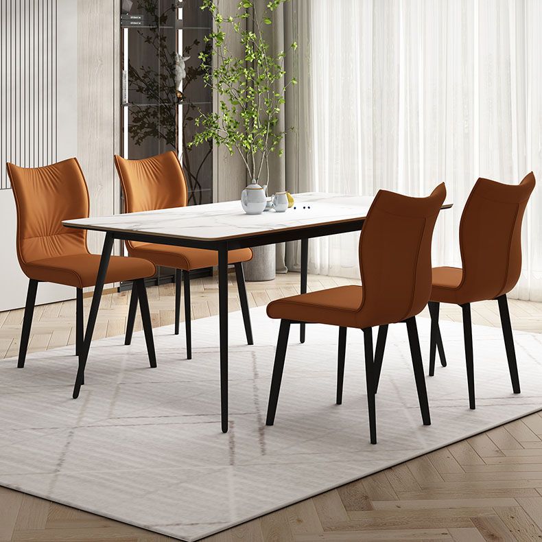 Contemporary Restaurant Leather Side Chair Matte Finish Solid Back Dining Chair Clearhalo 'Dining Chairs' 'Dining Tables & Seating' 'dining_chair' 'furn' 'furn_dining_chair' 'Furniture' 'Kitchen & Dining Furniture' 1200x1200_42cfbf90-3e7a-41f0-8298-0b34020e700d