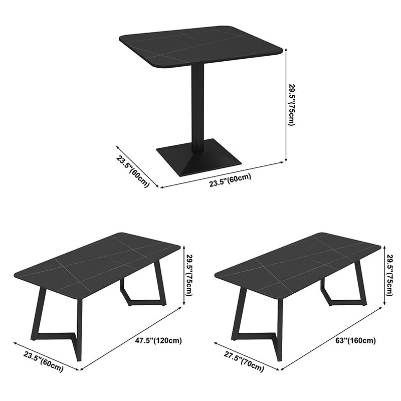 Industrial Dining Room Table Black Sintered Stone Table with Metal Base Clearhalo ' dining_table' 'Dining Tables & Seating' 'Dining Tables' 'furn' 'furn_dining_table' 'Furniture' 'furniture_dining_table' 'Kitchen & Dining Furniture' 'kitchen&dining_furn' 'kitchen' 'kitchen_dining_table' 1200x1200_42d0c49a-3c03-4708-8021-85813135befa