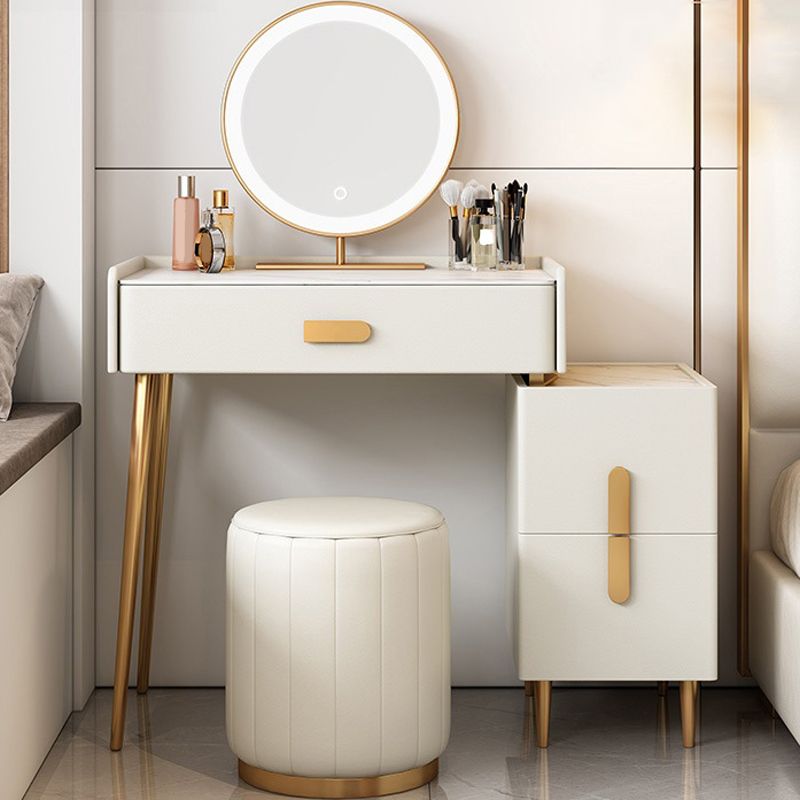 Stone Top Make -up -Schminktisch in weißer luxuriöser Metallwaschtisch