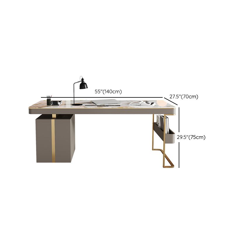 Rectangular Shaped Office Laptop Table Reversible Grey Writing Desk with 2 Drawers Clearhalo 'furn' 'furn_office_desk' 'Furniture' 'Office Desks' 'Office Furniture' 'office_desk' 1200x1200_42d288e7-24f4-4df4-9de2-0187f5c88d8b