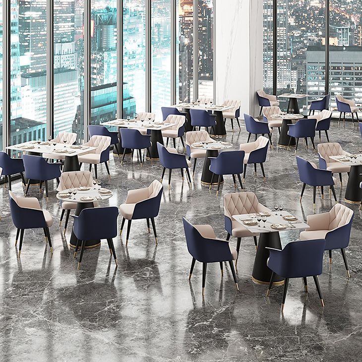 Glam Metal Arm Dining Chair Faux Leather Side Chairs for Home Use Clearhalo ' kitchen&dining_furn' 'Dining Chairs' 'Dining Tables & Seating' 'dining_chair' 'furn' 'furn_dining_chair' 'Furniture' 'furniture_dining_chair' 'Kitchen & Dining Furniture' 'kitchen' 1200x1200_42d4778c-c1c8-4835-83d6-dcfb8d6e5db1