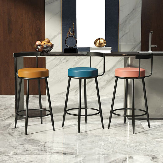 Contemporary  Low Back Home Stool Matte Finish Upholstered Bar Stools