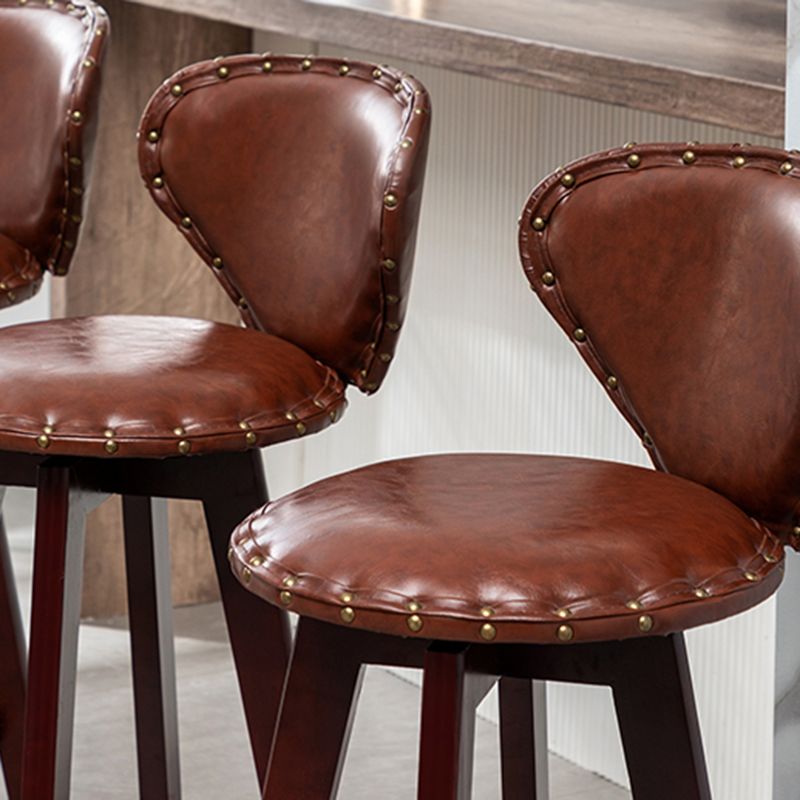 Scandinavian Wood Leather Counter Stools Low Back Bar Stools with Round Seat Clearhalo 'Bar Furniture' 'Bar Stools' 'bar_stools' 'furn' 'furn_bar_stools' 'furniture_bar_stools' 'Kitchen & Dining Furniture' 'kitchen&dining_furn' 'kitchen' 'kitchen_furn' Furniture' 1200x1200_42d856fd-d4cd-43c7-a1c8-8cc369007ea5