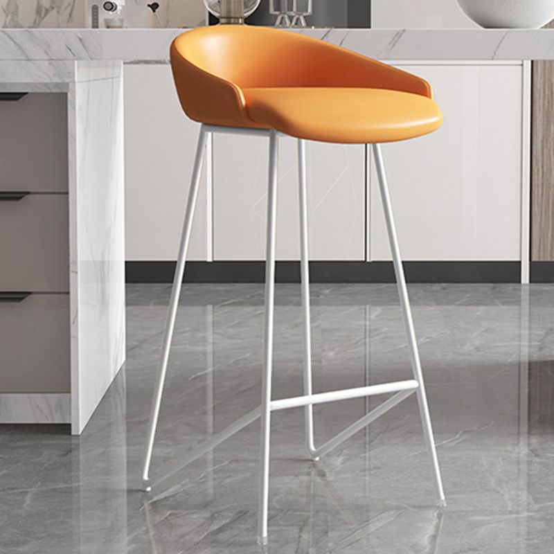 Modern Backrest Armless Counter Stool Iron Bar Stool with Leather Cushion Clearhalo 'Bar Furniture' 'Bar Stools' 'bar_stools' 'furn' 'furn_bar_stools' 'Furniture' 'Kitchen & Dining Furniture' 1200x1200_42d871e1-9fc1-4d49-8b81-1ac7b6f09ccd