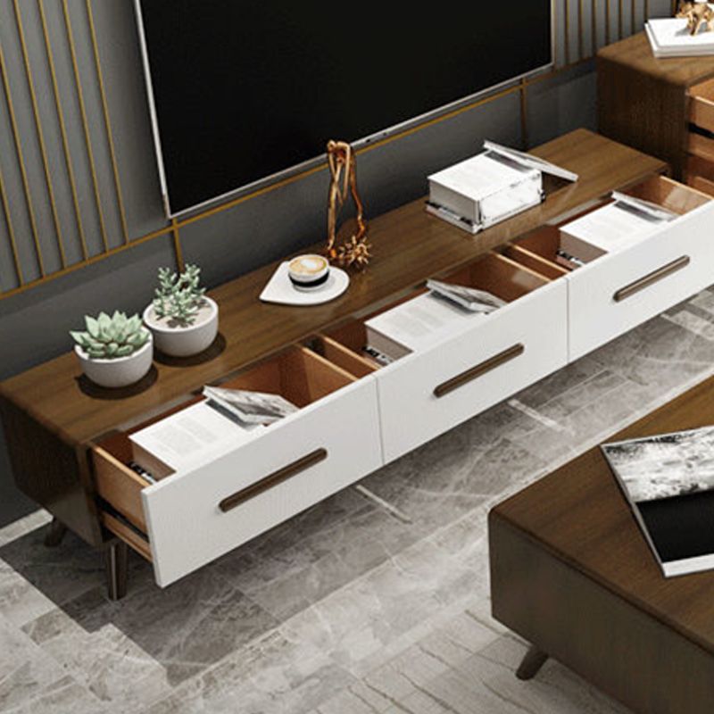 Moderno Wood TV Media Media de 12 "W Stand de TV de almacenamiento cerrado con cajones