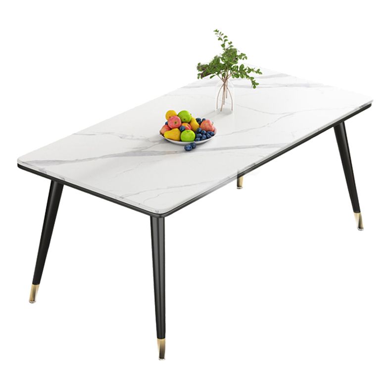 Modern Style Sintered Stone Dining Table 4 Legs Carbon Steel Base Rectangle Table for Home Clearhalo ' dining_table' 'Dining Tables & Seating' 'Dining Tables' 'furn' 'furn_dining_table' 'Furniture' 'furniture_dining_table' 'Kitchen & Dining Furniture' 'kitchen&dining_furn' 'kitchen' 'kitchen_dining_table' 1200x1200_42dbd011-1783-487f-84f1-dd471c007457