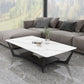 Cross Legs Slate Coffee Table Shelf Included Simple Single Cocktail Table