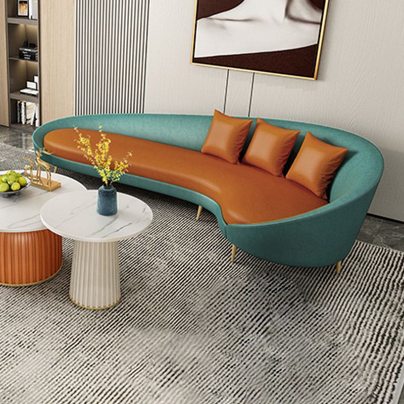 Modern Sloped Arm Curved Sofa Faux Leather Moon Shape Sofa for Living Room Clearhalo 'furn' 'furn_sofas' 'Furniture' 'Living Room Furniture' 'Sofa' 'sofas' 1200x1200_42de643d-562b-4a67-b2fe-5c50fbbdb450