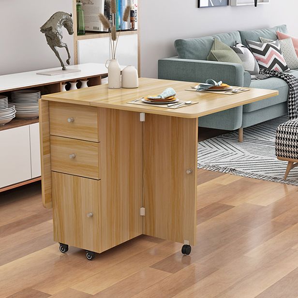 Wood Mid-Century Rectangle Table Wooden Top Table with Drop Leaf Clearhalo ' dining_table' 'Dining Tables & Seating' 'Dining Tables' 'furn' 'furn_dining_table' 'Furniture' 'furniture_dining_table' 'Kitchen & Dining Furniture' 'kitchen&dining_furn' 'kitchen' 'kitchen_dining_table' 1200x1200_42dfa73c-799a-4ea5-a09f-9ef7c7c5661f