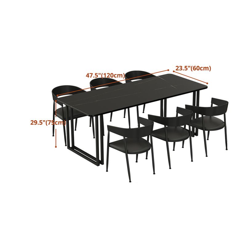 Industrial Style Dining Table Black Sintered Stone Dining Table with Metal Base Clearhalo ' dining_table' 'Dining Tables & Seating' 'Dining Tables' 'furn' 'furn_dining_table' 'Furniture' 'furniture_dining_table' 'Kitchen & Dining Furniture' 'kitchen&dining_furn' 'kitchen' 'kitchen_dining_table' 1200x1200_42dff924-4c10-45fe-8b0b-4abd33039355