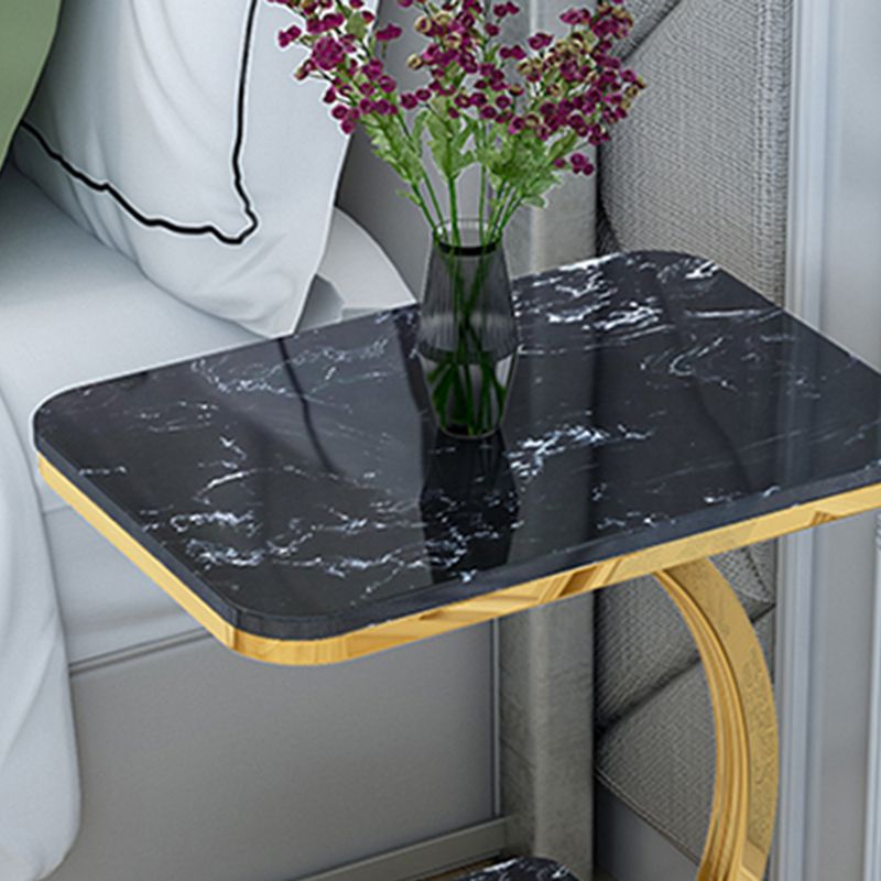 2-Tier Modernistic Metal C Side Table Slate Top Rectangular End Table Clearhalo 'Coffee & Accent Tables' 'End & Side Tables' 'end_side_tables' 'furn' 'furn_end_side_tables' 'Furniture' 'Living Room Furniture' 1200x1200_42e0c42e-c3fe-4049-b3f5-430dc9072189