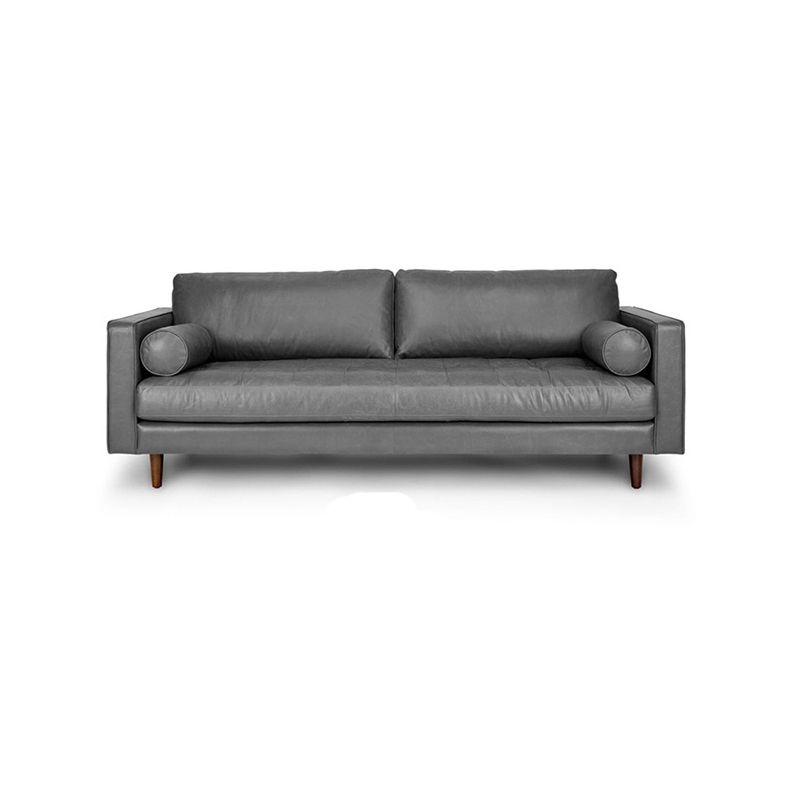 33.46" H Genuine Leather Square Arm Sofa with Down Fill Cushions for Apartment Clearhalo 'furn' 'furn_sofas' 'Furniture' 'furniture_sofas' 'kitchen' 'kitchen_sofas' 'Living Room Furniture' 'Sofa' 'sofas' 1200x1200_42e1571c-c358-4b03-a3aa-173b236130a5