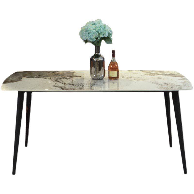Rectangular Sintered Stone Dining Table Modern Furniture with 4 Legs in Matte Finish Home Clearhalo 'Dining Tables & Seating' 'Dining Tables' 'dining_table' 'furn' 'furn_dining_table' 'Furniture' 'Kitchen & Dining Furniture' 1200x1200_42e2fdb6-b467-4402-aff3-ed3597bfcc78