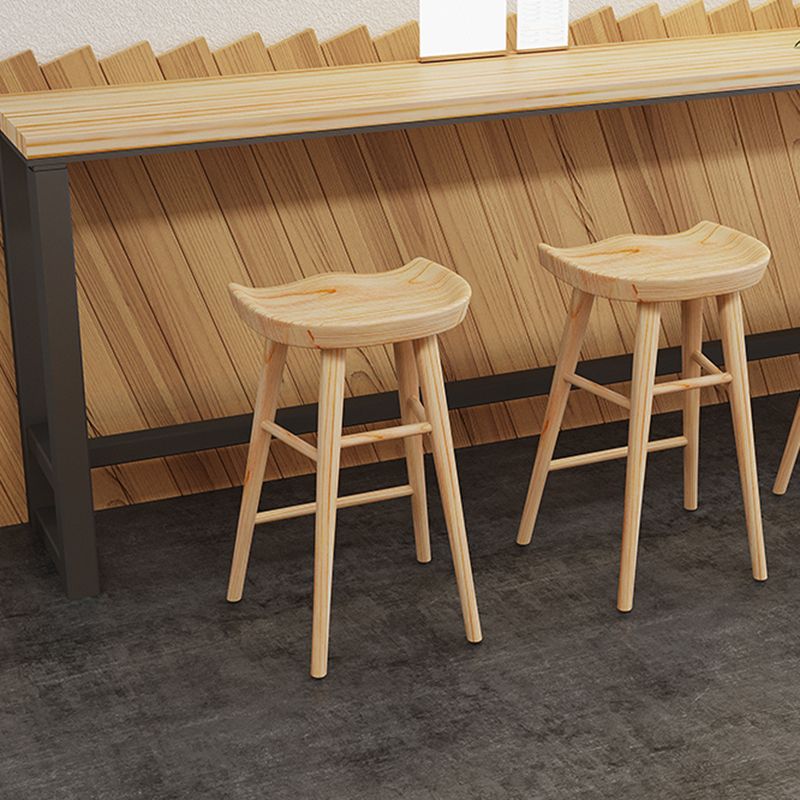 Solid Wood Backless Bar Chair Modern Indoor Bar Stool with Wooden Legs