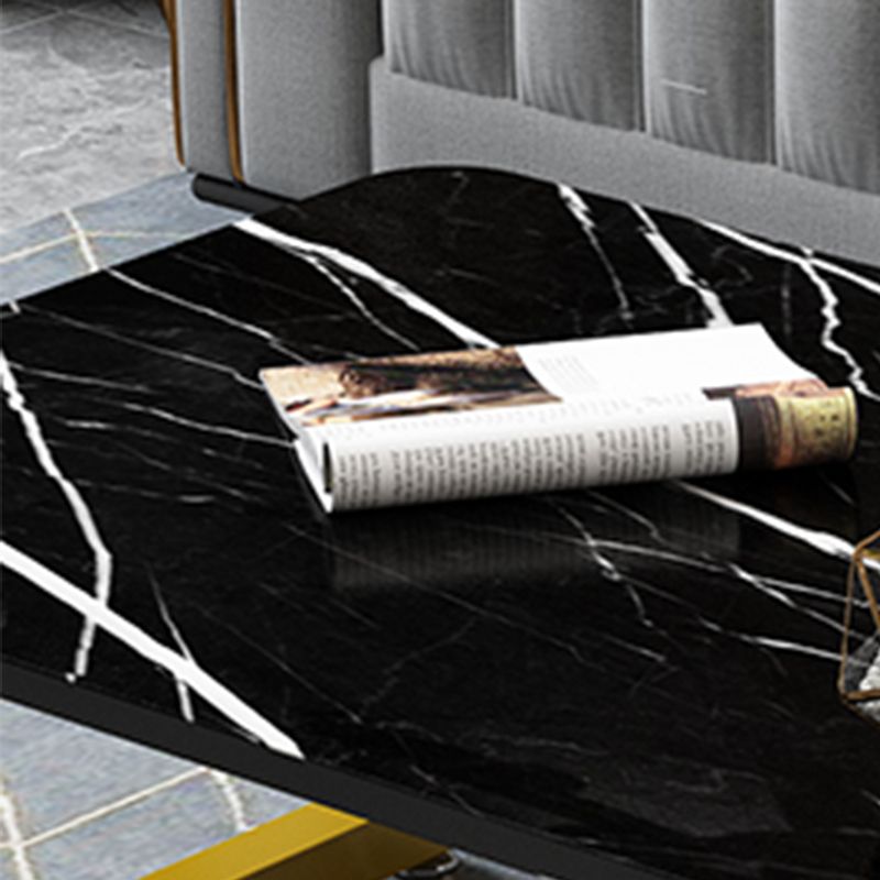 Modern Style Rectangular Wooden Table Metal Bottom Frame Sledge-shaped Base Coffee Table