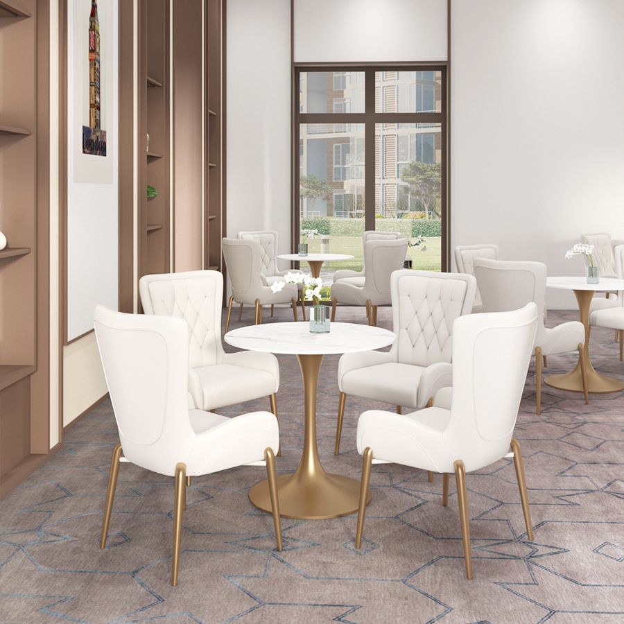 Glam Style Sintered Stone Dining Room Set Standard Height with Gold Base Dining Set Clearhalo 'Dining Room Sets' 'Dining Tables & Seating' 'dining_room_set' 'furn' 'furn_dining_room_set' 'Furniture' 'furniture_dining_room_set' 'Kitchen & Dining Furniture' 'kitchen&dining_furn' 'kitchen' 1200x1200_42e51d8a-a244-48d7-84fd-6673a0be9884
