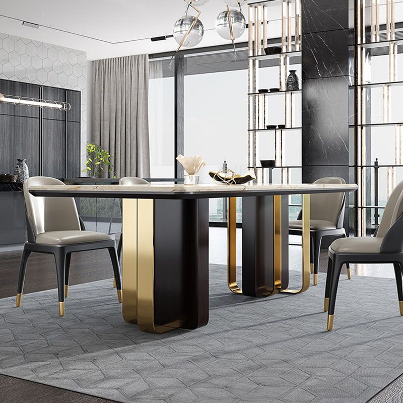 Faux Marble Dining Table Rectangle Dinner Table for Dining Room Clearhalo 'Dining Tables & Seating' 'Dining Tables' 'dining_table' 'furn' 'furn_dining_table' 'Furniture' 'Kitchen & Dining Furniture' 1200x1200_42e5e064-c58c-4611-a92d-4b330994fe3c