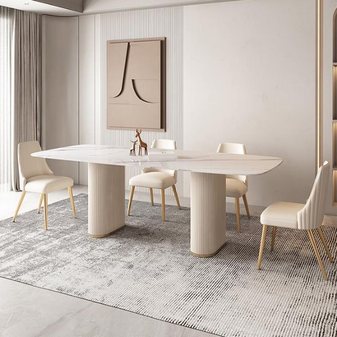 Modern 1/4/5/7 Pieces Dining Set Rectangle Stone Dining Table Set for Dining Room