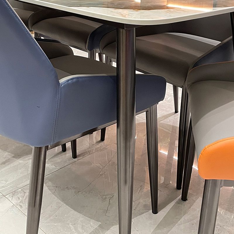 Mesa de comedor de piedra rectangular 4 patas Muebles de 4 patas Base de metal para el hogar