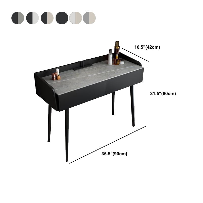 Contemporary Stone Makeup Dressing Table 2-Drawer Vanity Table Set Clearhalo 'Bedroom Furniture' 'furn' 'furn_makeup_vanities' 'Furniture' 'Makeup Vanities' 'makeup_vanities' 1200x1200_42e7d6e4-08e3-4e40-aa23-e5f9f859b546