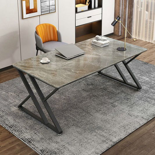 29.53 "Tall Stone Writing Desk rechthoekig moderne schrijfbureau met ijzeren benen