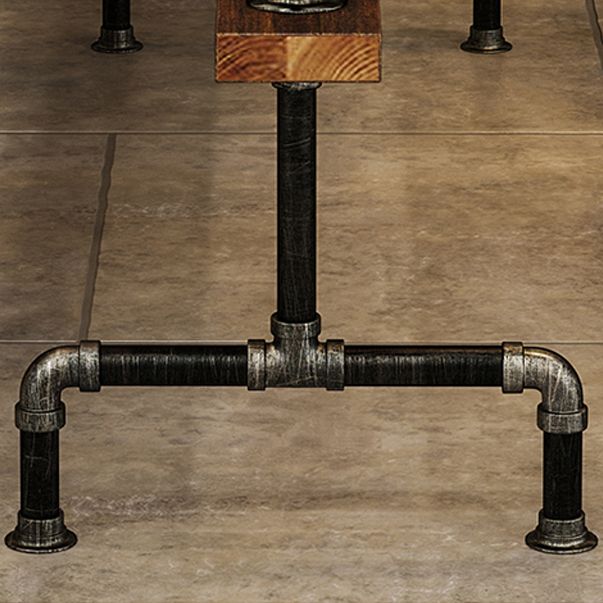 Industrial Wood Counter Table with Rectangle Table Top Black Trestle Table - 42" H Clearhalo 'Bar Furniture' 'Bar Tables' 'bar_tables' 'furn' 'furn_bar_tables' 'Furniture' 'furniture_bar_tables' 'Kitchen & Dining Furniture' 1200x1200_42ebee19-18c1-4951-9438-4aea142fd1cd