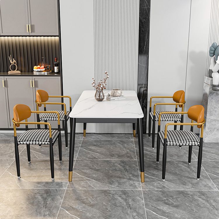 Glam Rectangle Dining Table Set 1/4/5/7 Pieces Dinette Set with Sintered Stone Top Clearhalo 'Dining Room Sets' 'Dining Tables & Seating' 'dining_room_set' 'furn' 'furn_dining_room_set' 'Furniture' 'Kitchen & Dining Furniture' 1200x1200_42ec090e-0e5d-4e79-8887-f50237dfdbd5