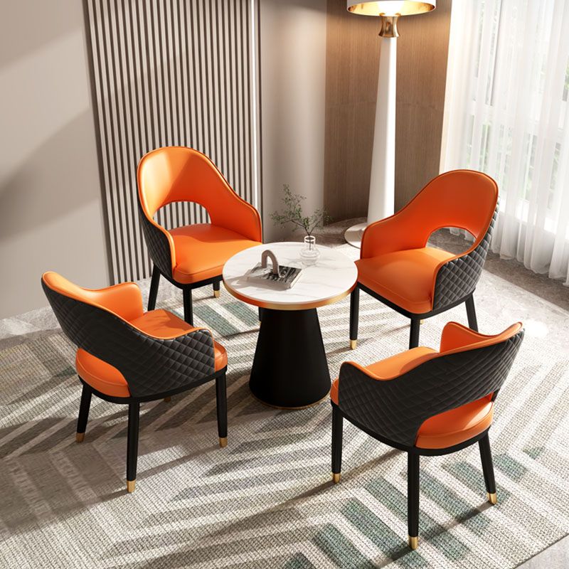 Scandinavian Open Back Arm Dining Chairs Faux Leather Side Chair Clearhalo ' kitchen&dining_furn' 'Dining Chairs' 'Dining Tables & Seating' 'dining_chair' 'furn' 'furn_dining_chair' 'Furniture' 'furniture_dining_chair' 'Kitchen & Dining Furniture' 'kitchen' 1200x1200_42f132e0-7bc0-47c5-9498-0815207a98f3