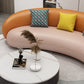 Orange Faux Leather Curved Sofa Contemporary Armless Sofa for Living Room