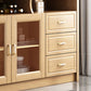 Modern Accent Cabinet with 3 Drawers and Bar Pulls Glass Doors