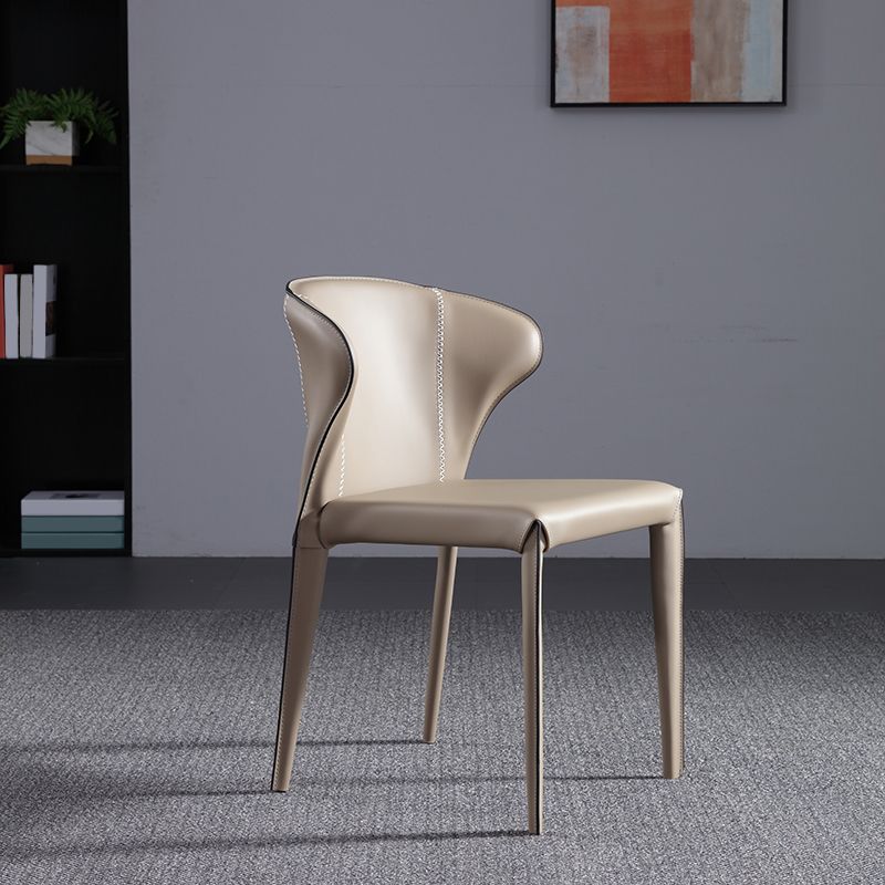 Upholstered Armless Dining Chairs Modern Faux Leather Side Chair