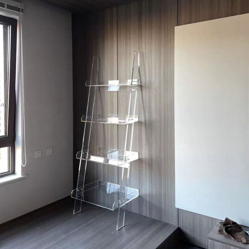 Contemporary Open Back Ladder Bookshelf Acrylic Bookcase with Shelves Clearhalo 'Bookcases' 'furn' 'furn_bookcases' 'Furniture' 'Office Furniture' 1200x1200_42f28394-adcf-4b11-8f14-055b2d3bae28
