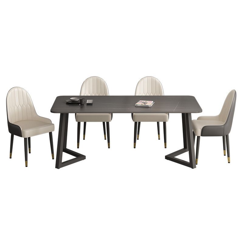 Industrial Style Dining Table Sintered Stone Rectangle Table for Home Clearhalo 'Dining Tables & Seating' 'Dining Tables' 'dining_table' 'furn' 'furn_dining_table' 'Furniture' 'Kitchen & Dining Furniture' 1200x1200_42f42166-c992-47f0-bb48-cfb07713b50c