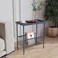 Contemporary Rectangular Side Table Metal 4 Legs End Table with Shelf