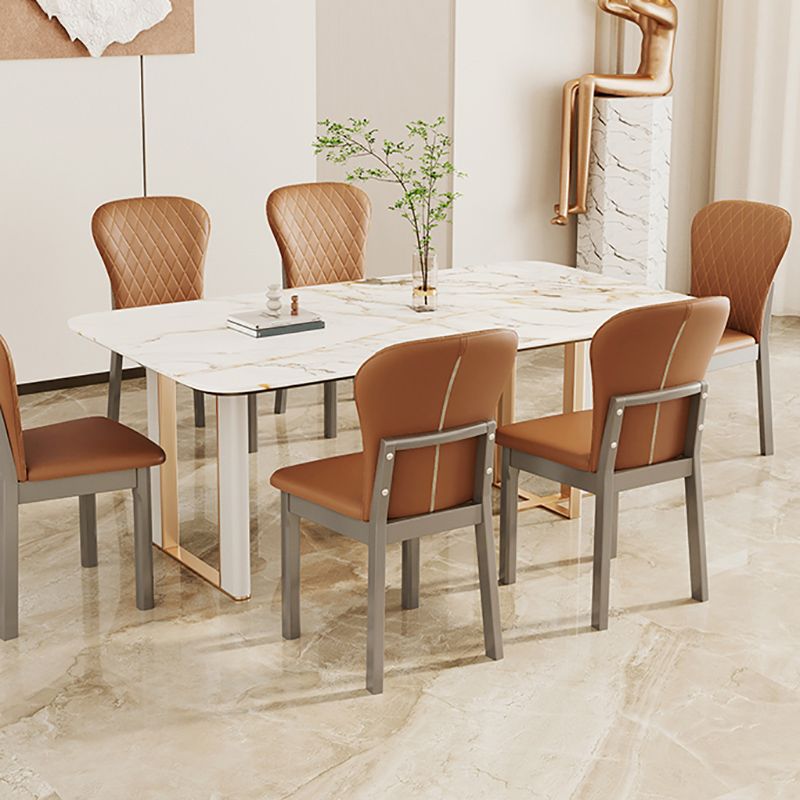 Rubberwood Moderne eetkamerstoel Faux Leather Solid Back Side Stoel