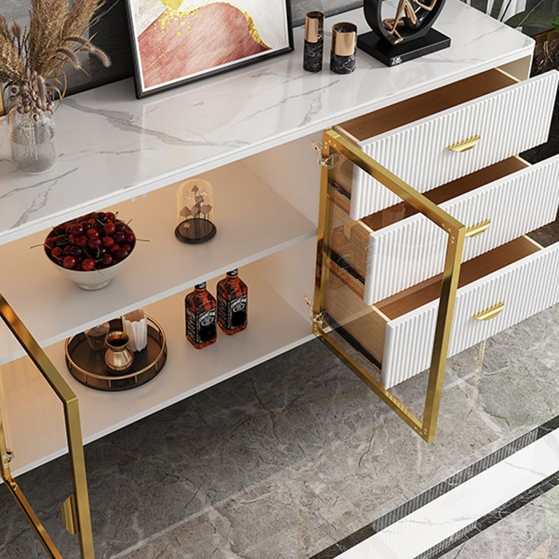 Buffet de restauration glamour avec tiroirs en bois et serveur de restauration en bois d'ingénierie