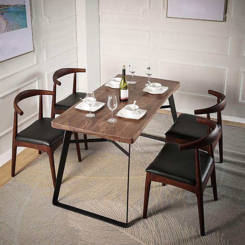 Natural and Black Dining Table Set 1/2/3/5/7 Pieces Rectangle Industrial Dinette Set Clearhalo 'Dining Room Sets' 'Dining Tables & Seating' 'dining_room_set' 'furn' 'furn_dining_room_set' 'Furniture' 'Kitchen & Dining Furniture' 1200x1200_42faad23-9bce-4a40-af04-c839abd182a3