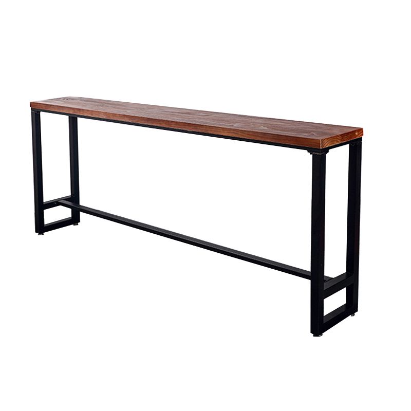Mesa rectangular negra con altura de barra, mesa de pub tipo bistró con tapa de madera maciza