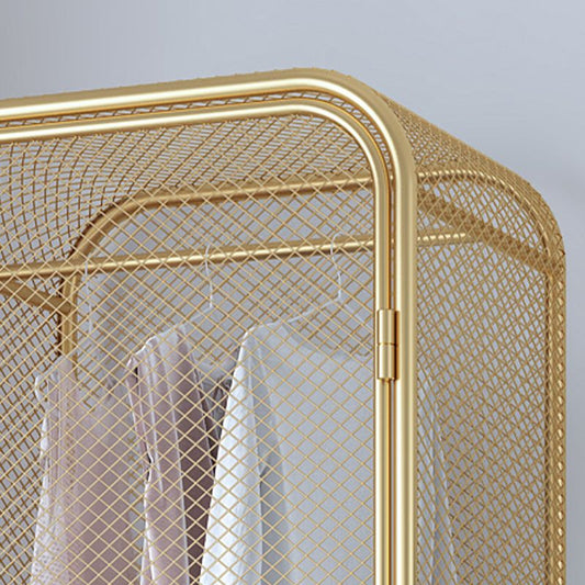 Modern 2-door Wardrobe Armoire Steel Storage Cabinet with 2 Shelves and Clothes Rail