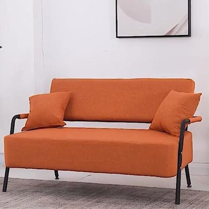 Divano contemporaneo con 2 cuscini di divano nero a braccio quadrato standard