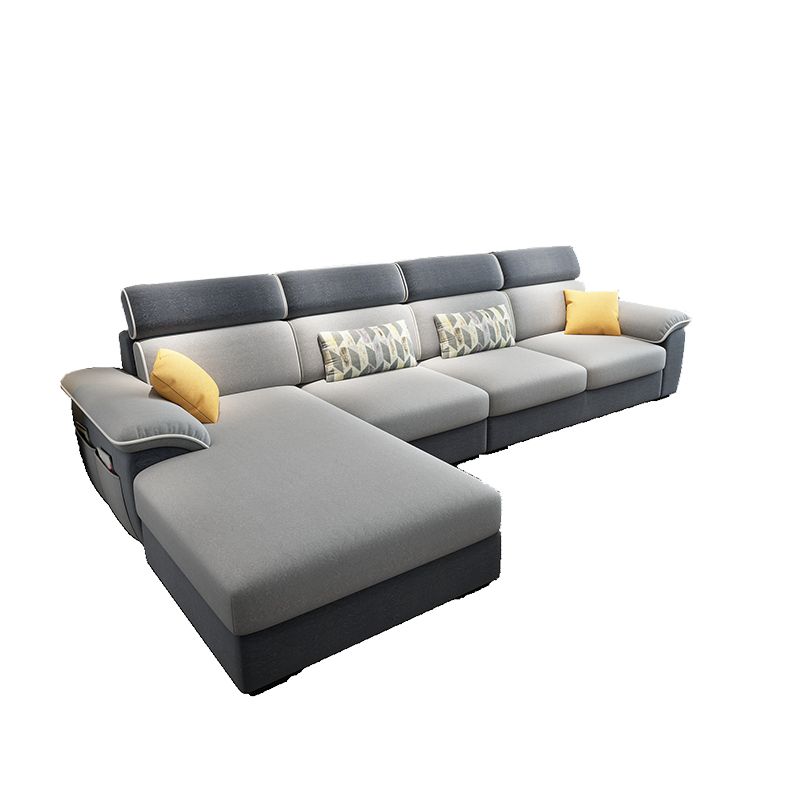 63 "W sezionali del braccio top cuscino, divano sezionale in tessuto soggiorno, a forma di L