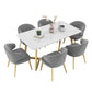 Rectangle Top Dining Table Traditional Luxury Table with Sled Base in Gold Clearhalo 'Dining Tables & Seating' 'Dining Tables' 'dining_table' 'furn' 'furn_dining_table' 'Furniture' 'furniture_dining_table' 'Kitchen & Dining Furniture' 'kitchen' 'kitchen_dining_table' 1200x1200_42fde080-a9a7-4e62-b56e-251027667bf4