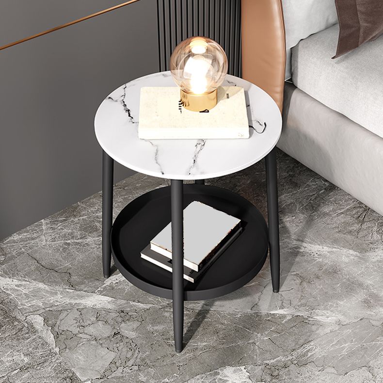 19,7 "H Cabinet de chevet pierre et table de nuit en métal avec étagère