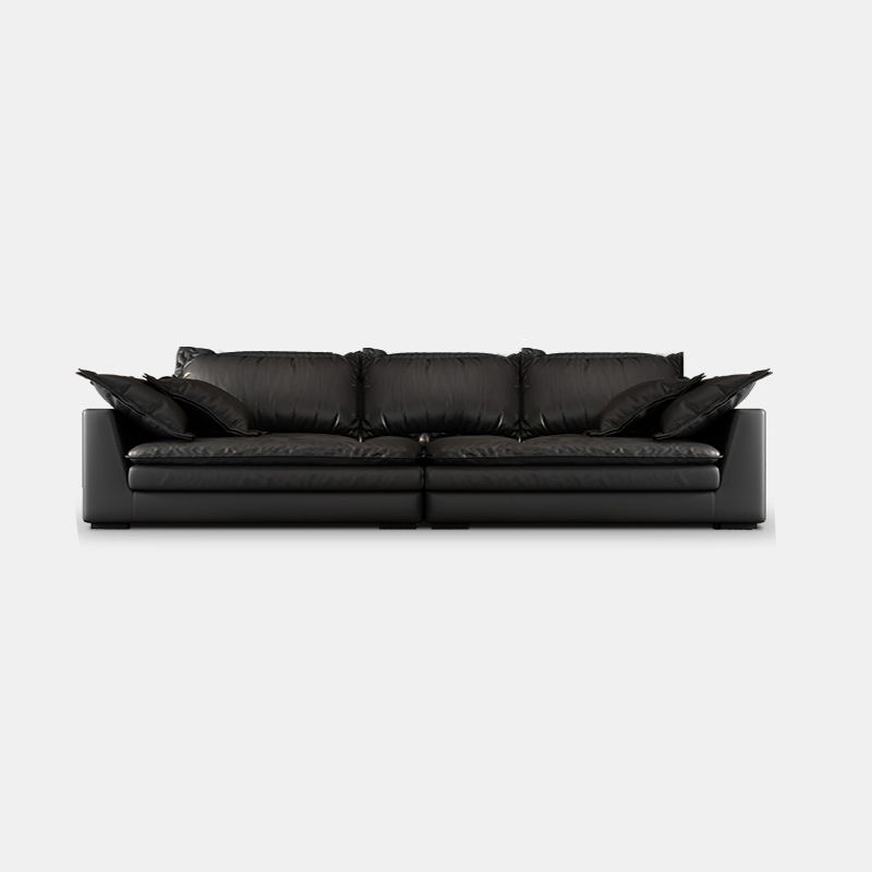 Black Stain Resistant Contemporary Faux Leather Square Arm Sofa with Bolster Pillows Clearhalo 'furn' 'furn_sofas' 'Furniture' 'furniture_sofas' 'kitchen' 'kitchen_sofas' 'Living Room Furniture' 'Sofa' 'sofas' 1200x1200_42ffff05-749e-44d4-b0a8-64128bd3d9d4