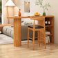Contemporary Bar Set 1/2 Pieces Solid Wood Pub table with Upholstered Stools