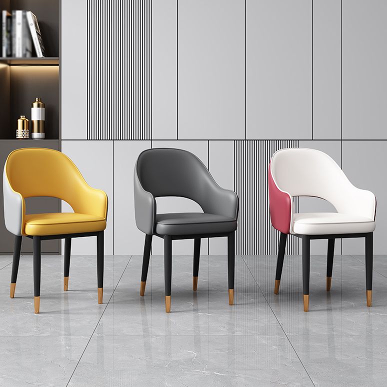 Glam Style Arm Chair Leather Open Back Dining Chair (Set of 2) Clearhalo 'Dining Chairs' 'Dining Tables & Seating' 'dining_chair' 'furn' 'furn_dining_chair' 'Furniture' 'furniture_dining_chair' 'Kitchen & Dining Furniture' 1200x1200_4303f0d0-1800-4245-833f-86d66160c8f3