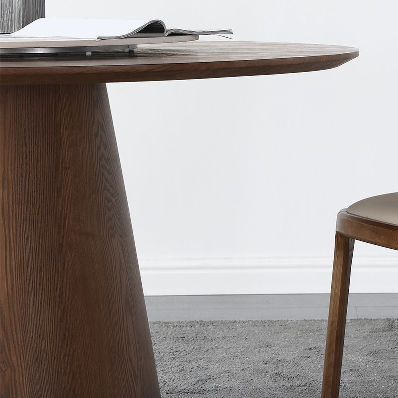 Pedestal Base Is Designed for a Round Coffee Table Made of Walnut Wood Clearhalo 'Coffee & Accent Tables' 'Coffee Tables' 'coffee_tables' 'furn' 'furn_coffee_tables' 'Furniture' 'furniture_coffee_tables' 'Living Room Furniture' 1200x1200_4304048a-9579-485e-b898-87af5b09ea30